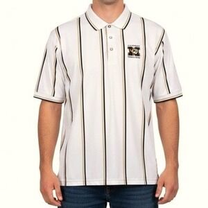 Antigua Mens Missouri Tigers Track Field Polo Shirt XL White Stripe Golf NCAA